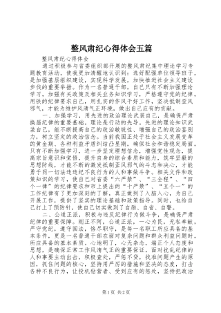 整风肃纪心得体会五篇