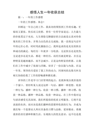 感悟人生一年收获总结