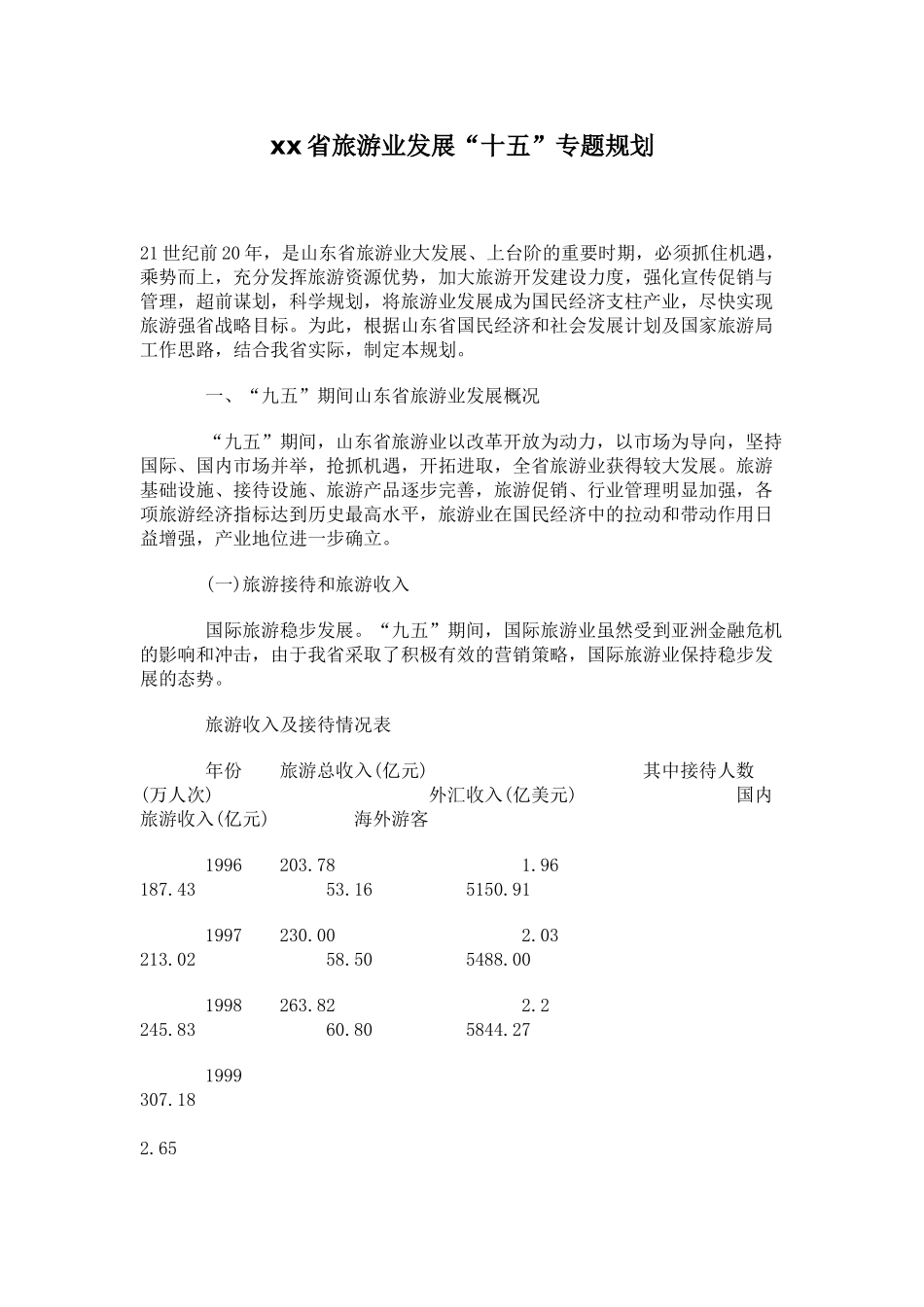 xx省旅游业发展(1)_第1页