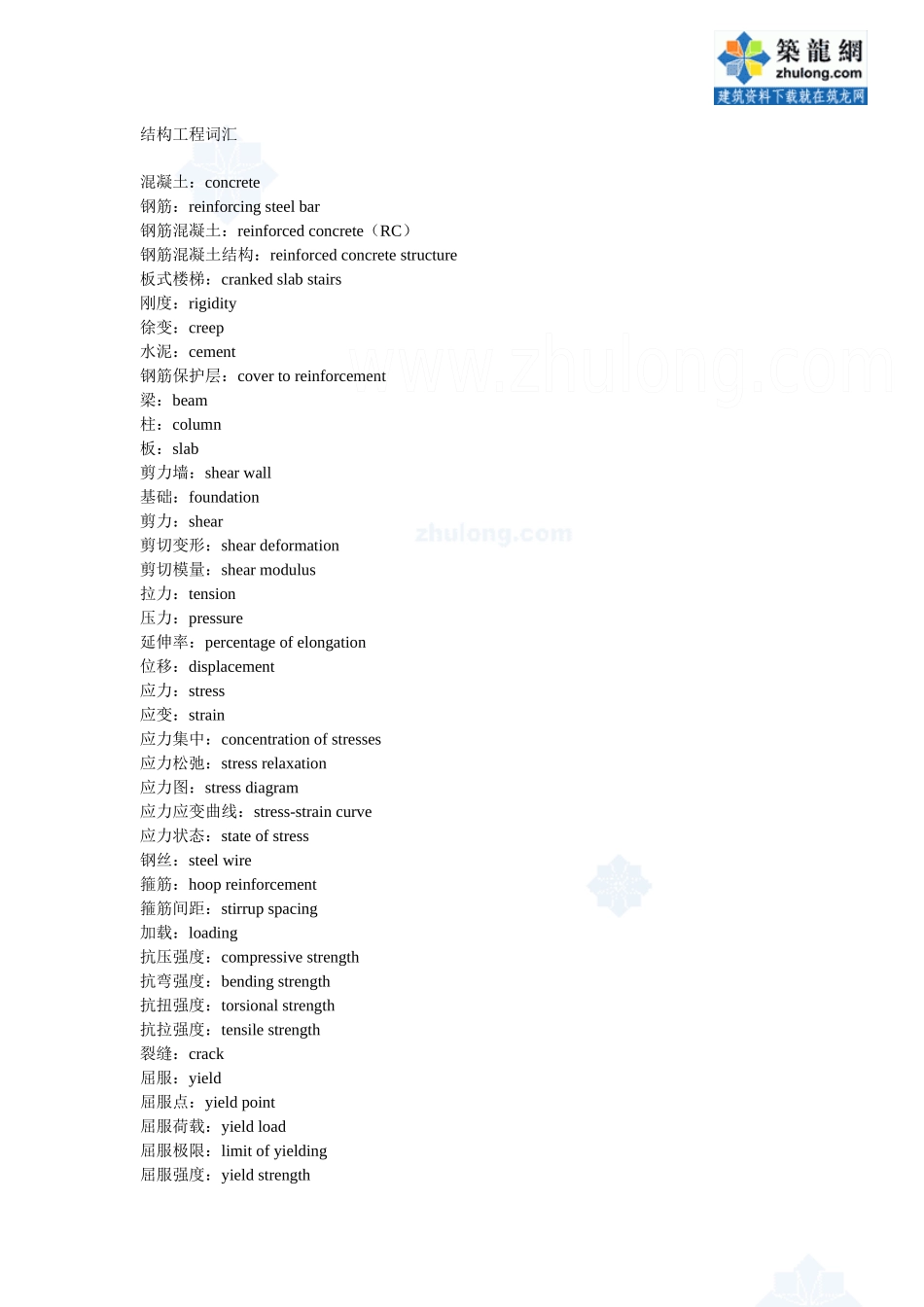 结构工程词汇_第1页