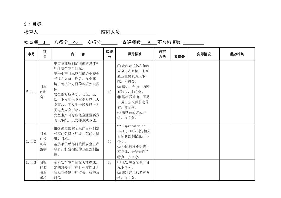 风力发电场电力安全标准化评分表(安全管理)_第1页
