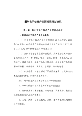 荆州电子信息产业园发展规划建议