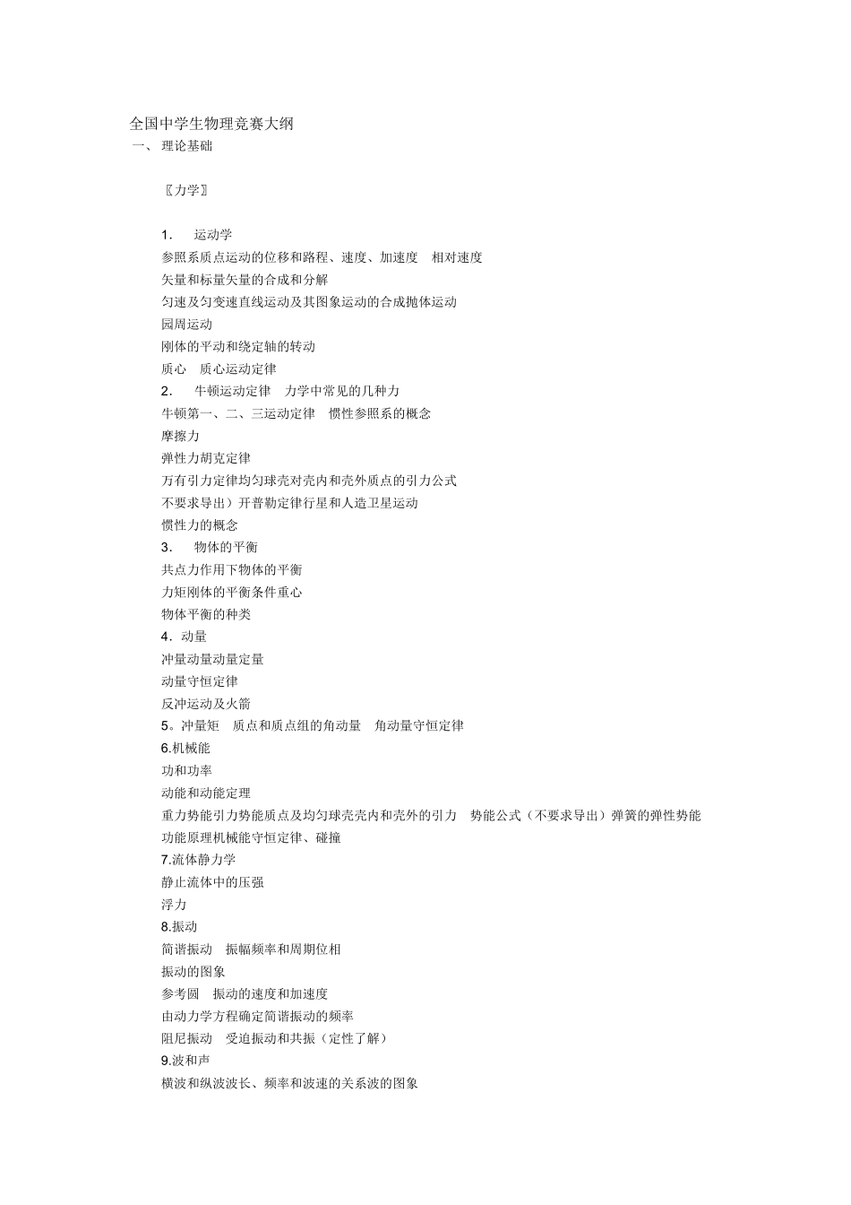 全国中学生物理竞赛大纲_第1页
