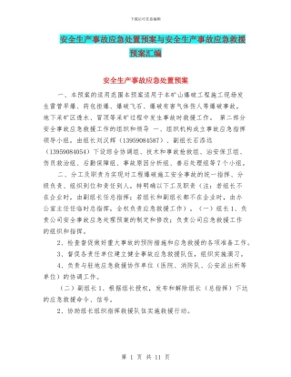 安全生产事故应急处置预案与安全生产事故应急救援预案汇编