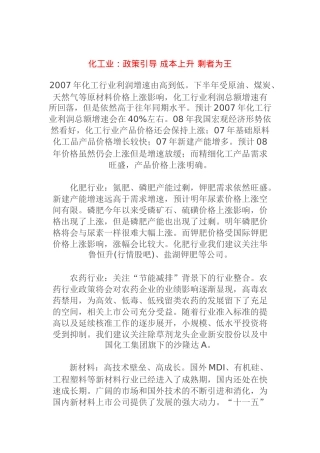 化工业政策引导 成本上升 剩者为王(doc 12)