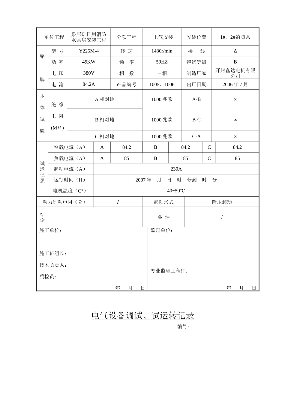 电气设备调试、试验记录_第2页
