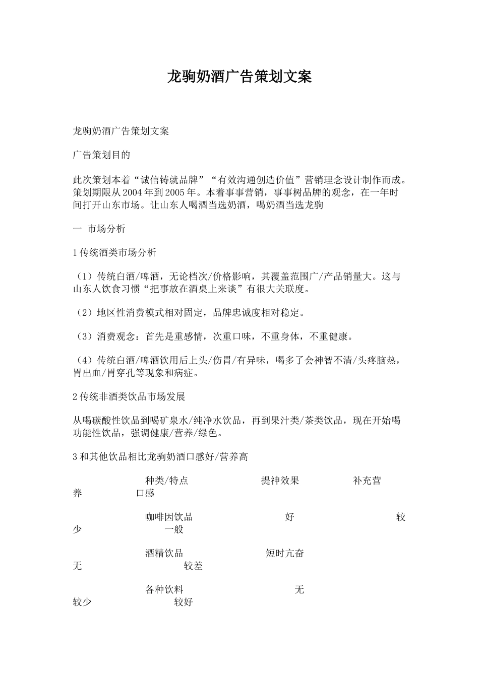龙驹奶酒广告策划文案_第1页
