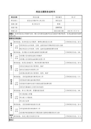 通信行业-省会运行维护中心-郊县支援岗位说明书