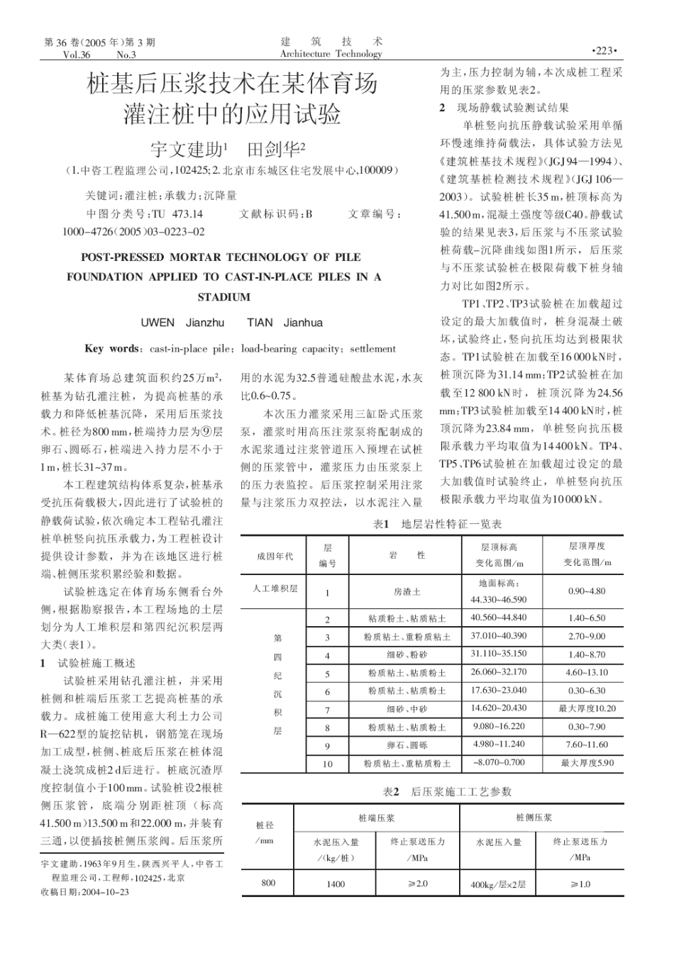 桩土共同作用桩基的计算及应用(摘录自《建筑技术》05年3期第223-224_第1页