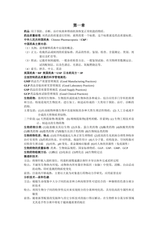 陌上@少年の药物分析复习重点