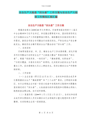 安全生产大检查“回头看”工作方案与安全生产大检查工作情况汇报汇编