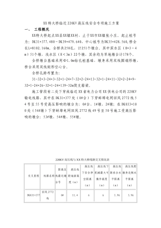 某特大桥临近220kv高压线安全专项施工方案(DOC18页)