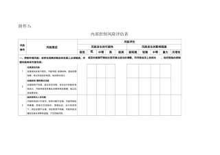 内部控制风险评估表