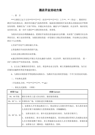 最新酒店开业活动方案