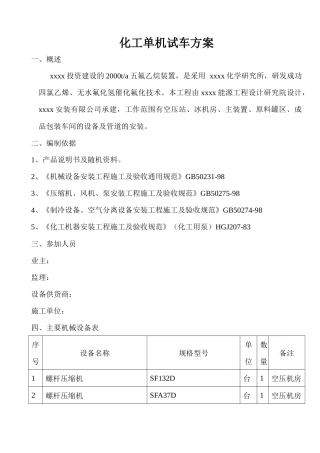化工单机试车方案