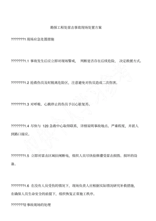 勘探工程处雷击事故现场处置方案