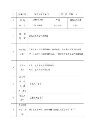 15级建筑工程(土木方向)质量管理教案