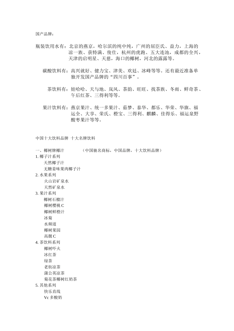 中国十大饮料品牌_十大名牌饮料[1]_第1页