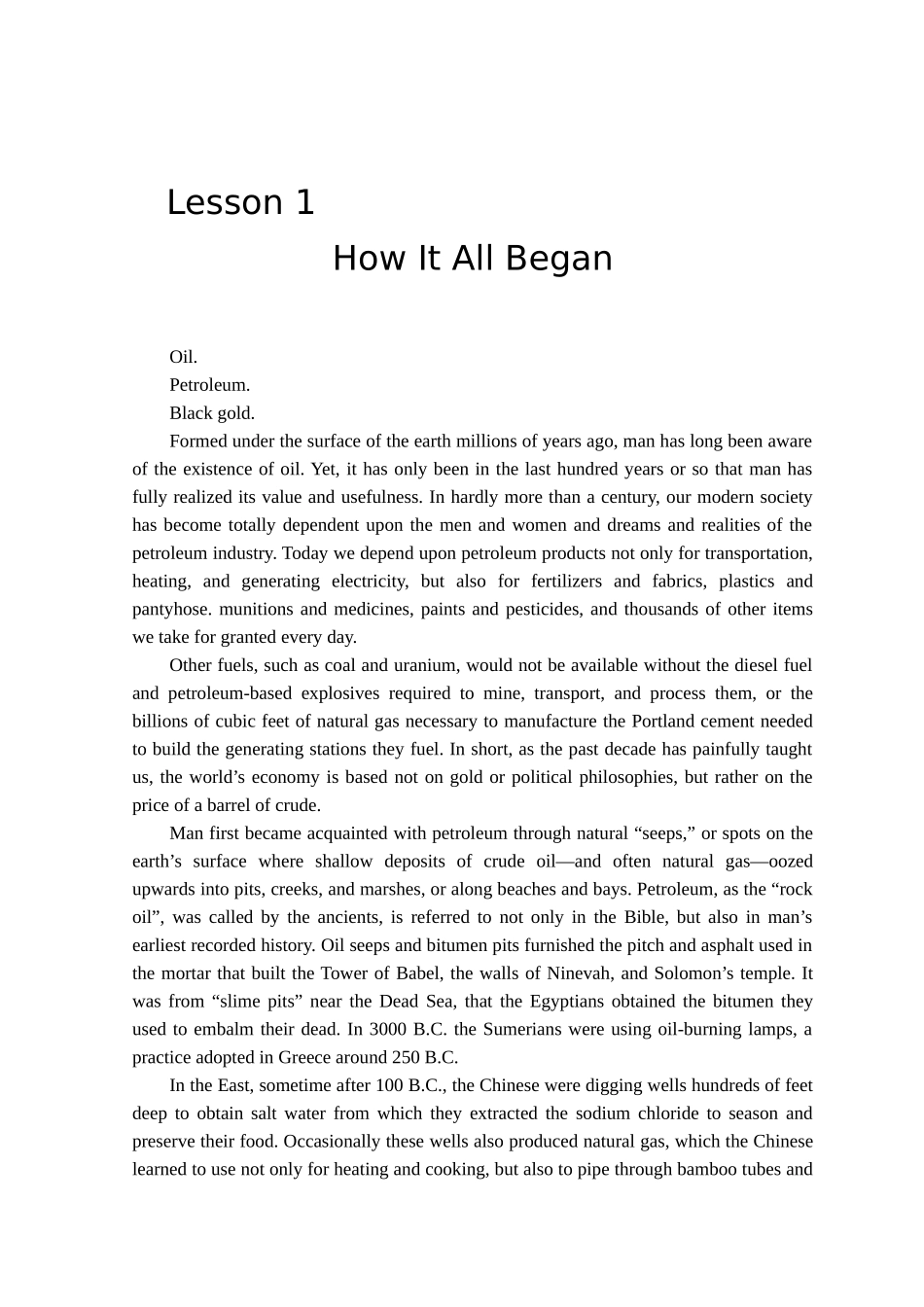 石油工程专业外语电子教材_第1页