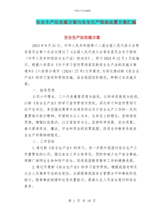 安全生产法实施方案与安全生产现场处置方案汇编