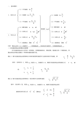 匀变速直线运动公式推论推导及规律总结