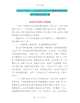 安全生产负责人工作总结与安全生产隐患排查治理专项行动情况总结汇编