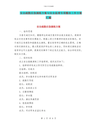 安全疏散应急演练方案与安全监理专项整治工作方案汇编