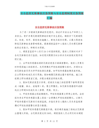 安全监控瓦斯事故应急预案与安全监理制度应急预案汇编