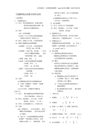 匀速圆周运动重点知识总结