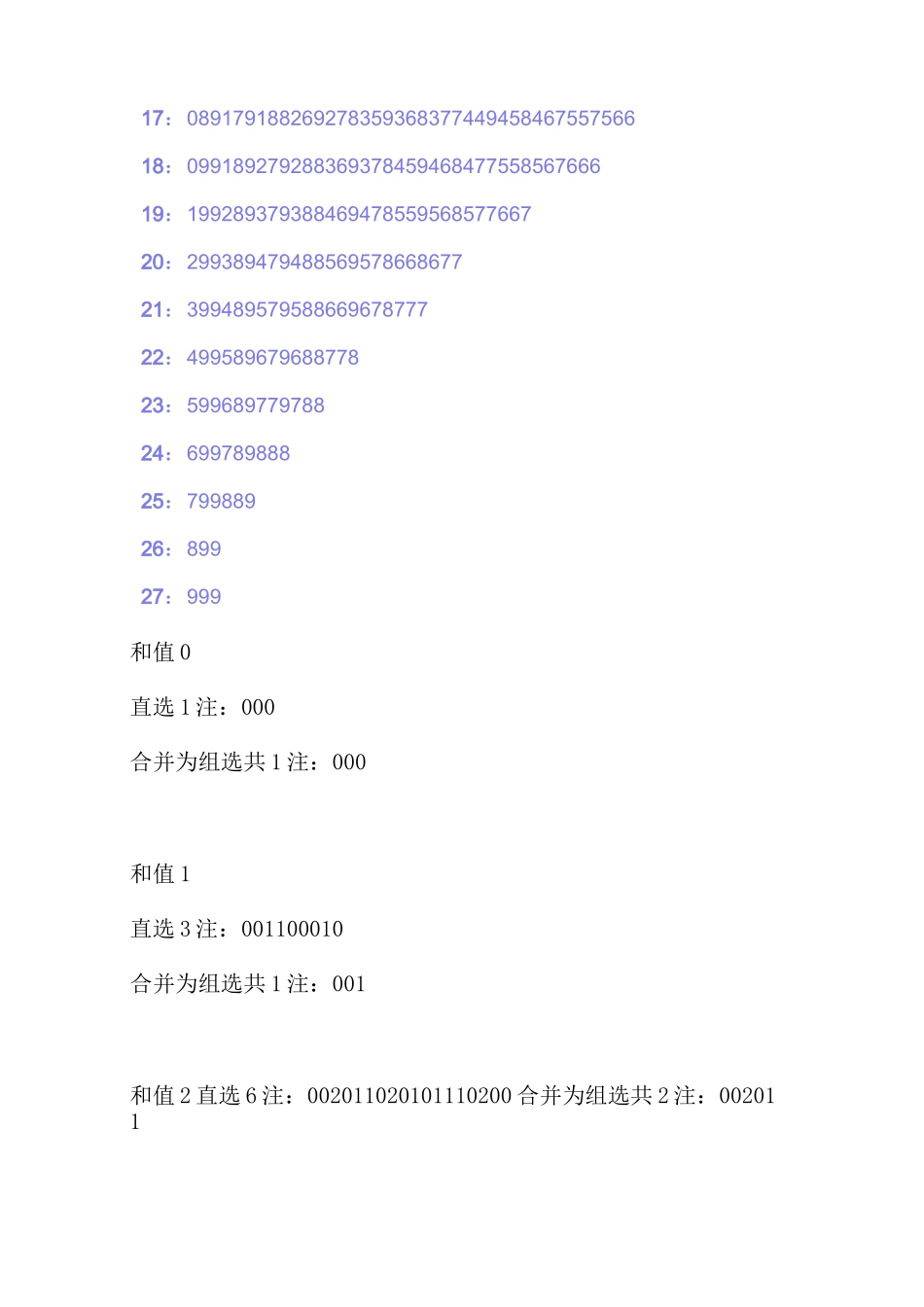 排列三和值表_第2页