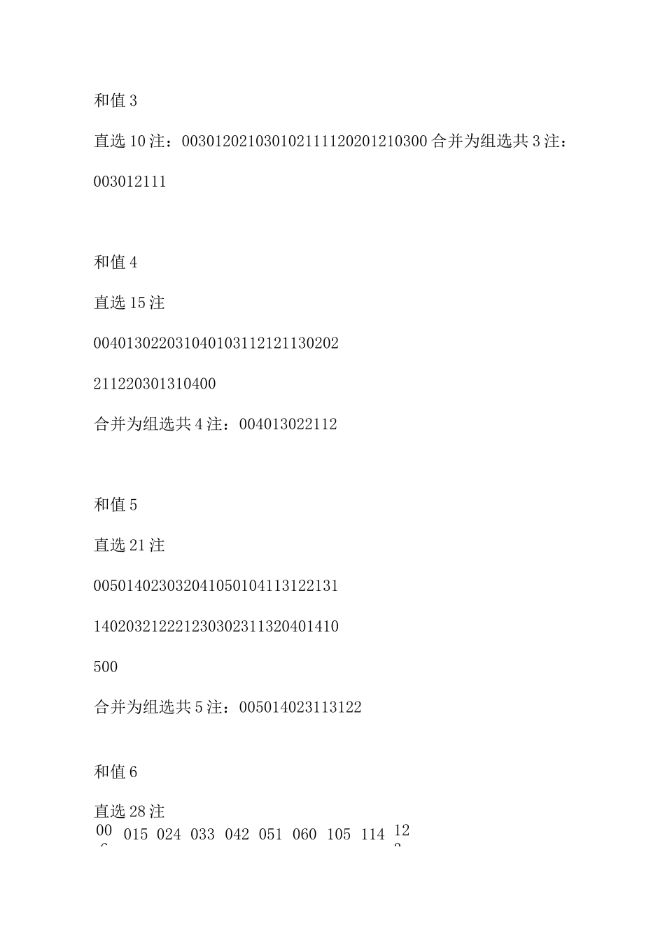 排列三和值表_第3页