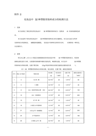 化妆品32种禁限用染料成分的检测方法和编制说明