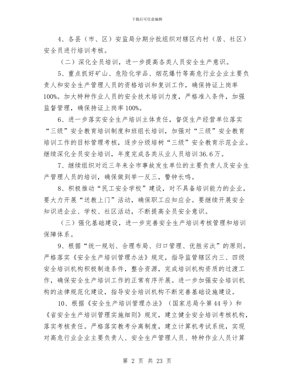安监局培训工作要点与安监局安全员工作总结汇编_第2页