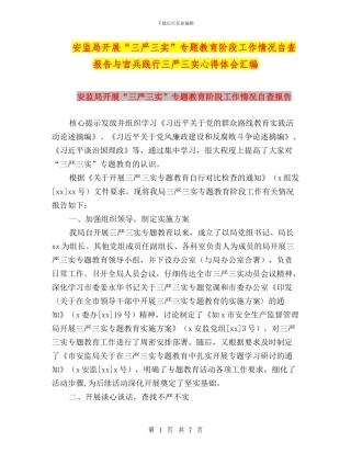 安监局开展“三严三实”专题教育阶段工作情况自查报告与官兵践行三严三实心得体会汇编