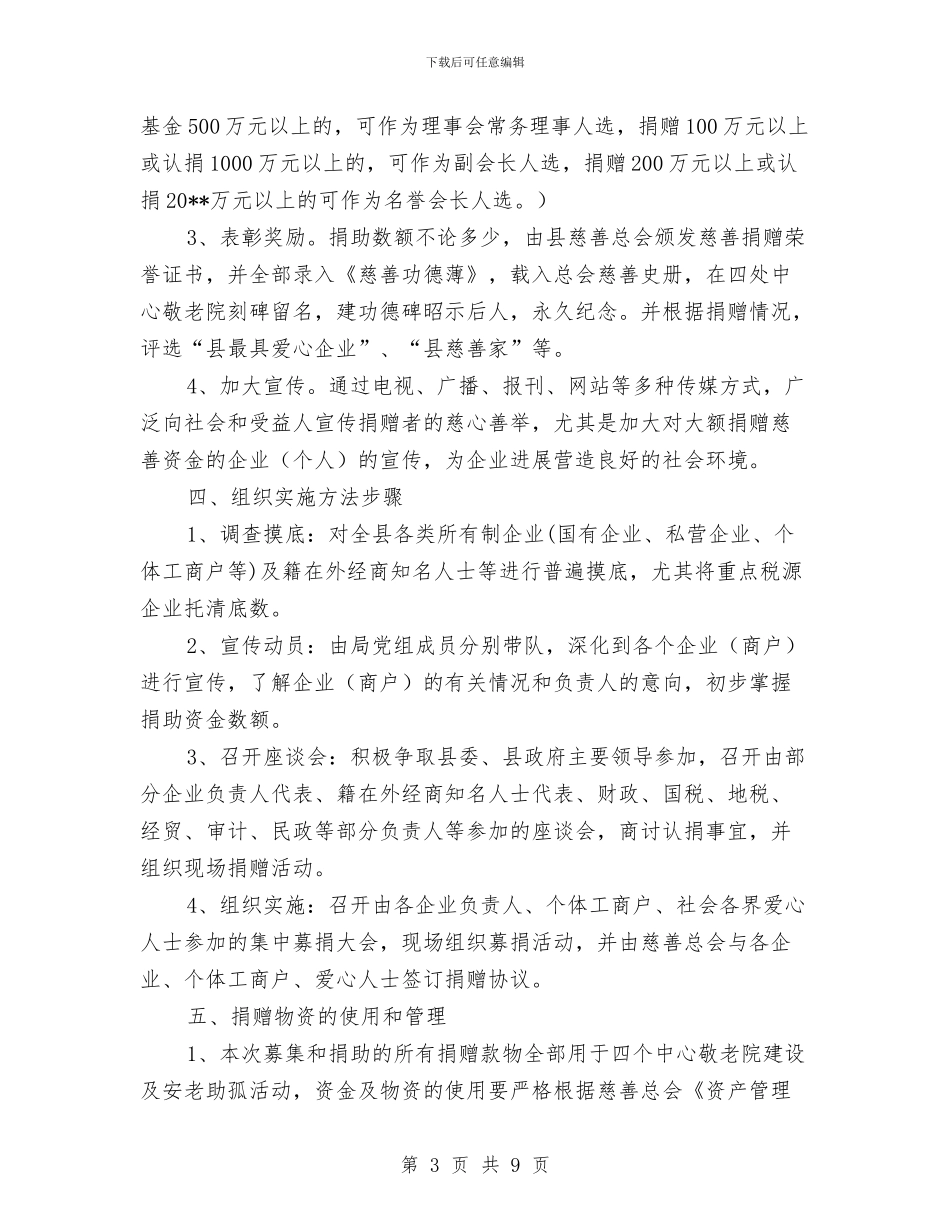 安老助孤慈善募捐活动方案与完善住房保障体系交流材料汇编_第3页