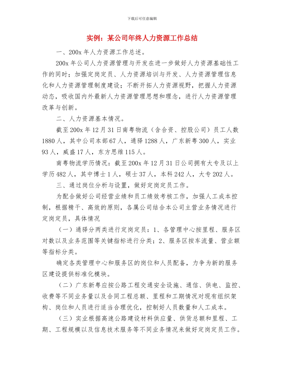 定点屠宰管理2024年度工作总结范文与实例：某公司年终人力资源工作总结汇编_第3页