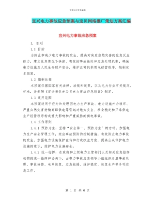 宜兴电力事故应急预案与宝贝网络推广策划方案汇编