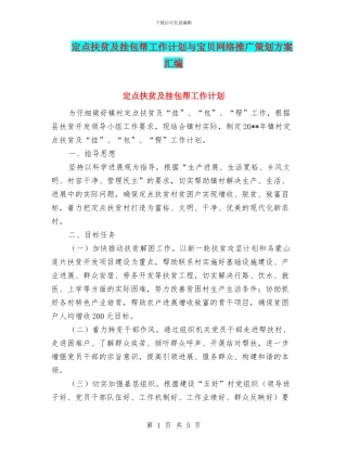 定点扶贫及挂包帮工作计划与宝贝网络推广策划方案汇编