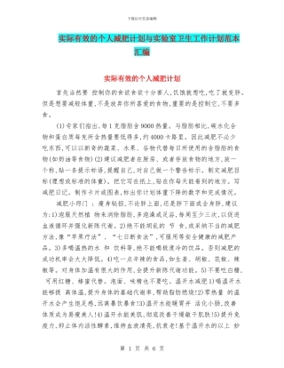 实际有效的个人减肥计划与实验室卫生工作计划范本汇编