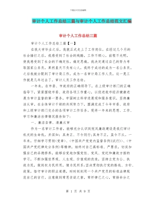 审计个人工作总结三篇与审计个人工作总结范文汇编