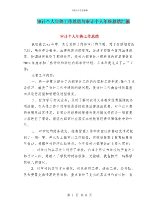 审计个人年终工作总结与审计个人年终总结汇编