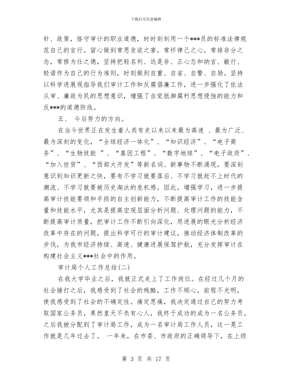 审计个人工作总结模板与审计个人工作总结范文汇编_第3页
