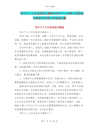 审计个人工作总结范文精选与审计个人年终工作总结内部审计年度工作总结汇编