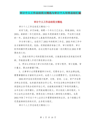 审计个人工作总结范文精选与审计个人年终总结汇编