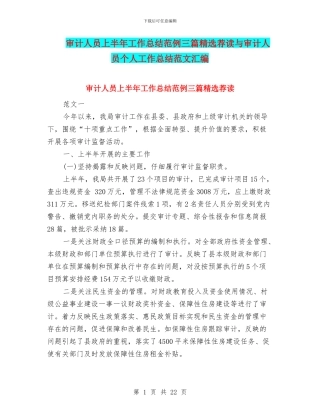 审计人员上半年工作总结范例三篇精选荐读与审计人员个人工作总结范文汇编