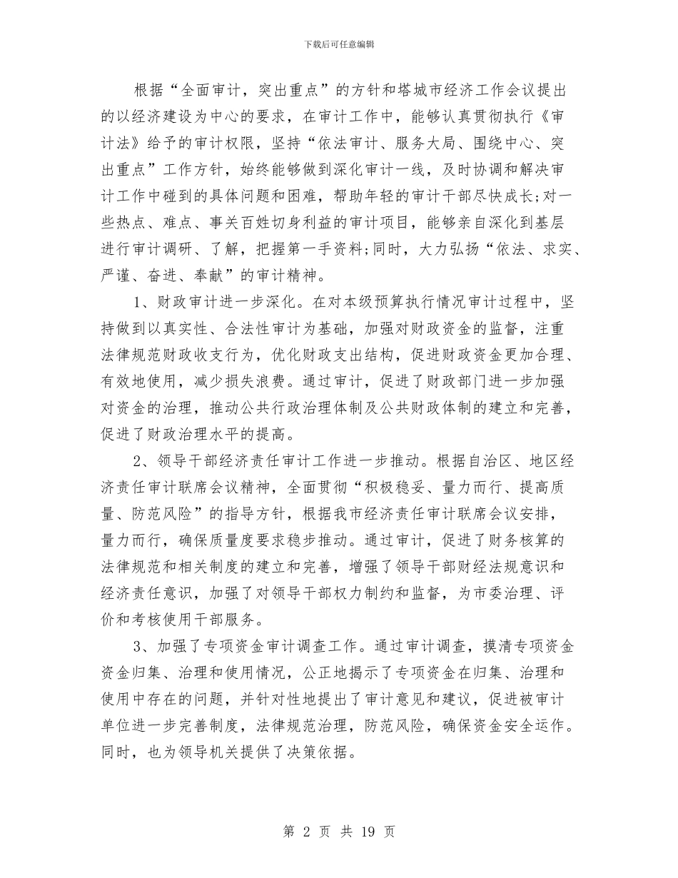 审计人员工作总结与审计人员工作总结范文精选汇编_第2页