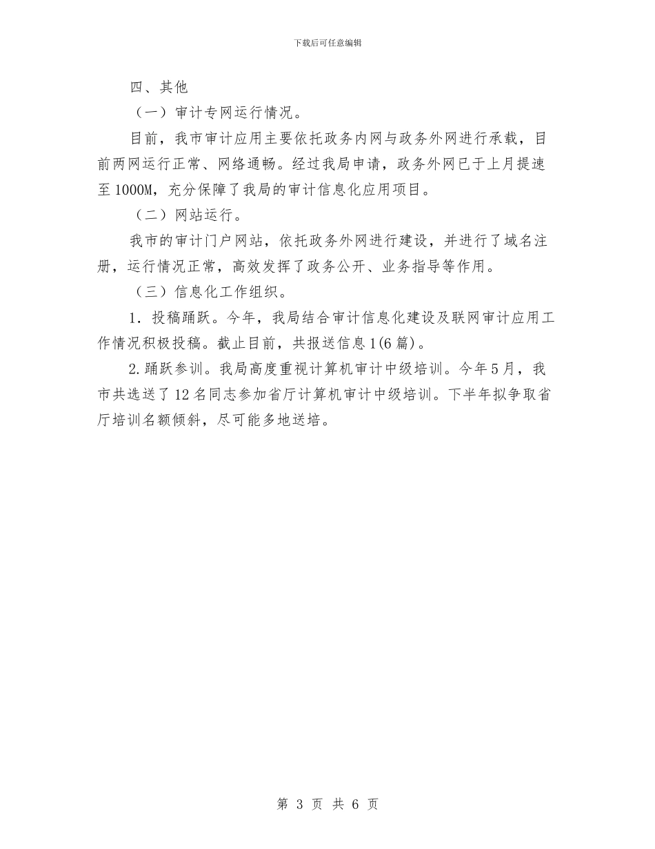 审计信息化建设工作报告与审计信息工作学习体会汇编_第3页