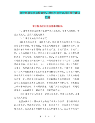 审计副局长对照检查学习材料与审计办项目提升建议汇编
