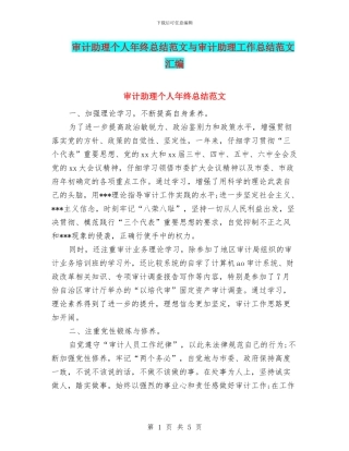 审计助理个人年终总结范文与审计助理工作总结范文汇编