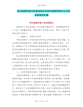 审计助理年度工作总结范文与审计助理年终个人工作总结范文汇编